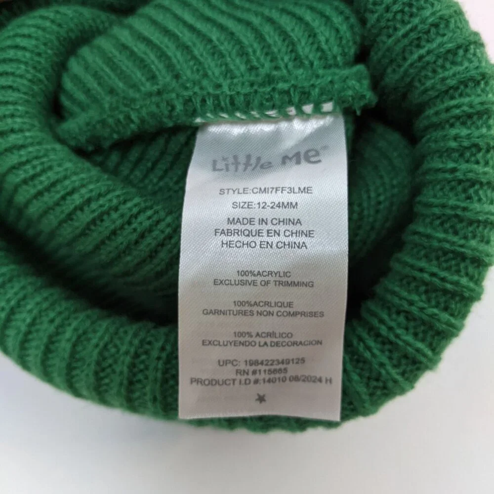 Little Me Reindeer Knit Beanie Hat 12–24M Green Red Pom Christmas Winter Hat